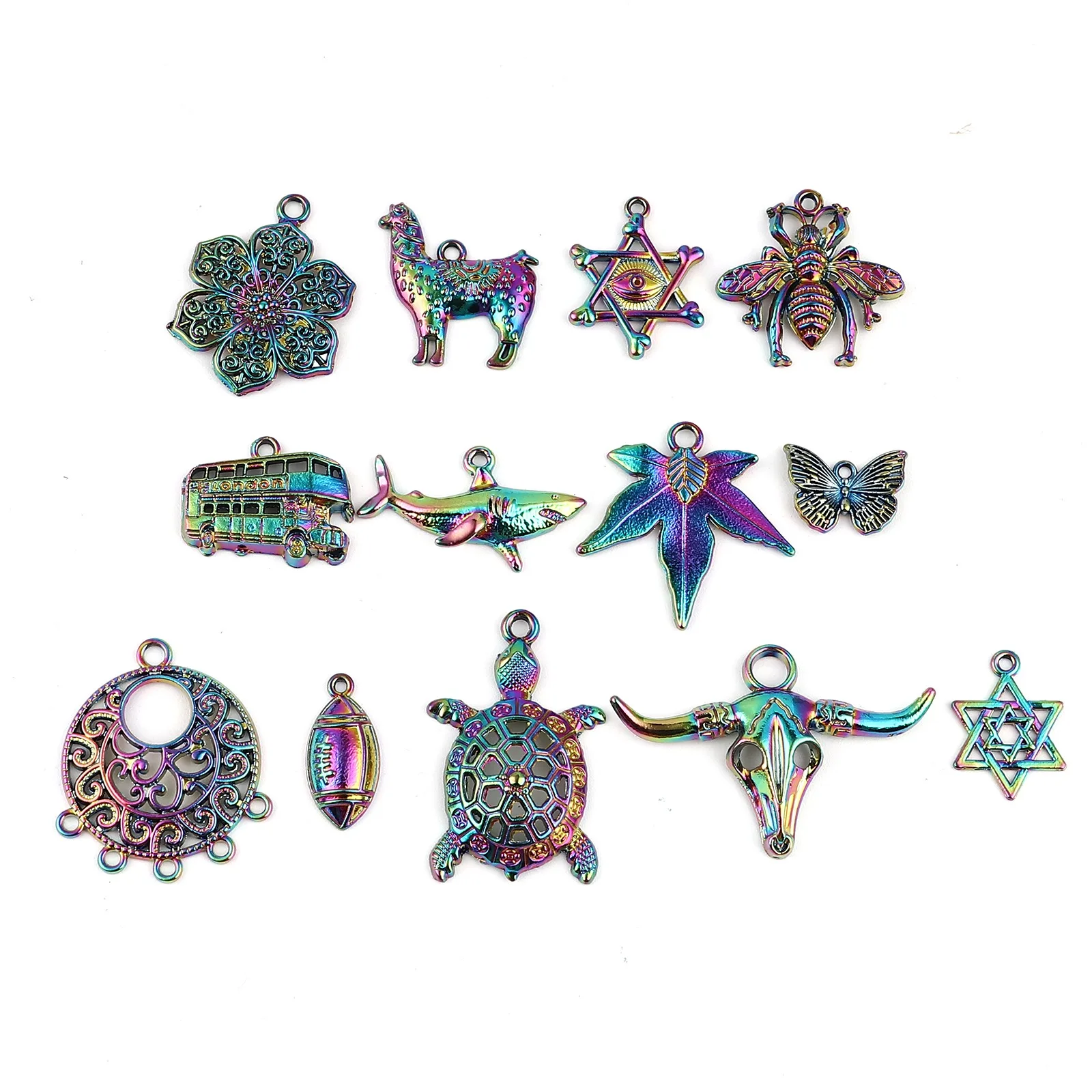 4-10pcs New Metal Charms Multicolor AB Color Spider Fishtail Animals Pendants DIY Making Necklace Earring Women Jewelry Findings