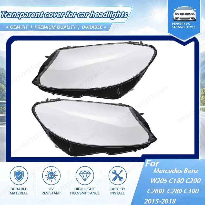 

L / R Car Headlamp Cover Transparent Lampshade Headlight Lens Shell For Mercedes Benz W205 C180 C200 C260L C280 C300 2015-2018
