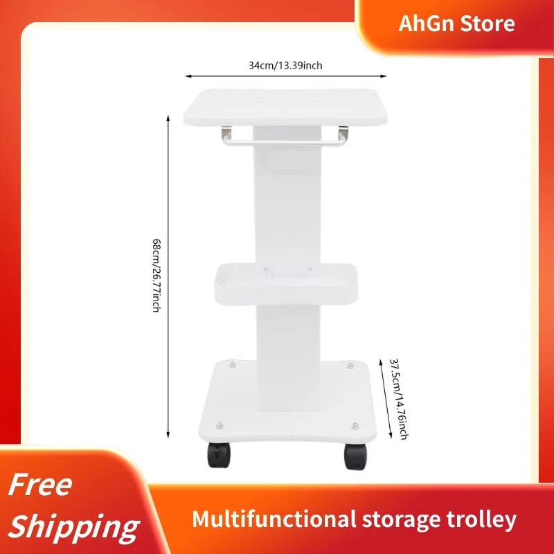 

Beauty Salon Cart White Rolling Utility Cart 88 Lbs Capacity with Storage Tray for Hair Nail Salon Medical Mobile Workstation