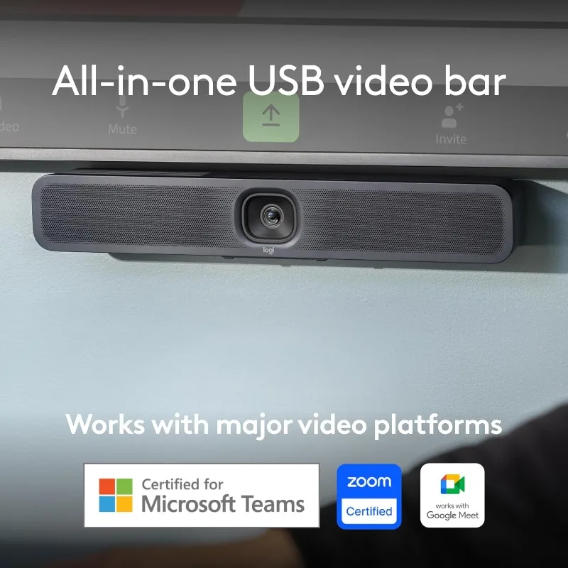 MeetUp 2 All-in-One USB Conference Room Camera, Compact Video Bar with Built-in AI Features, Works with Microsoft Teams