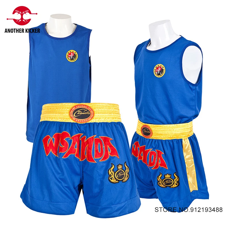 Muay Thai Shorts Boxing Shorts Shirt Set Adults Kids Sanda Wushu Kongfu Martial Arts Performance Clothing Kickboxing Pants Men