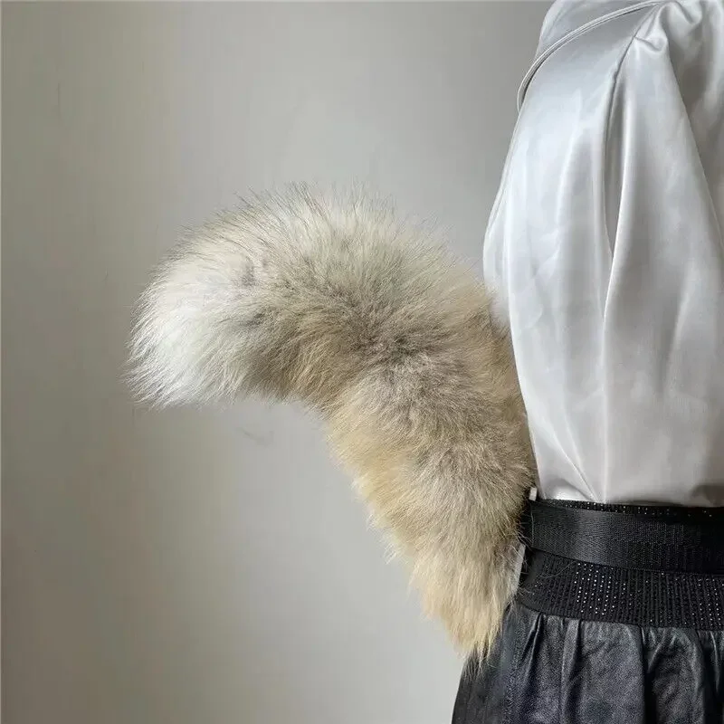 Queue d'animal en fausse fourrure douce et luxueuse, accessoire de Costume réaliste pour chien, renard, loup, raton laveur, pour Cosplay, Halloween, fête de noël