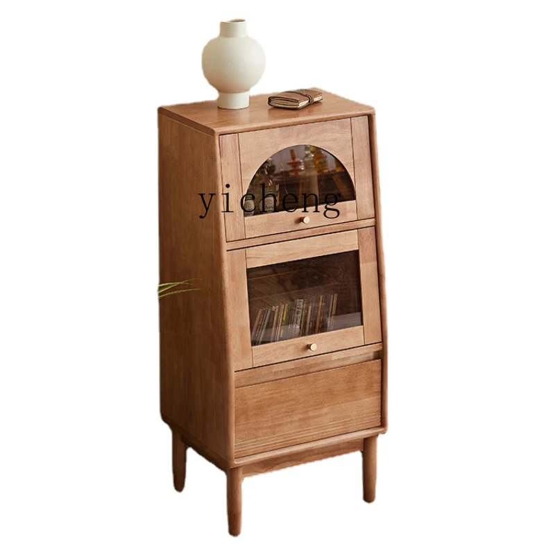 

Zk Solid Wood Sideboard Modern Minimalist Storage Low and High Cabinet Living Room Wall Wine Cabinet Cerise