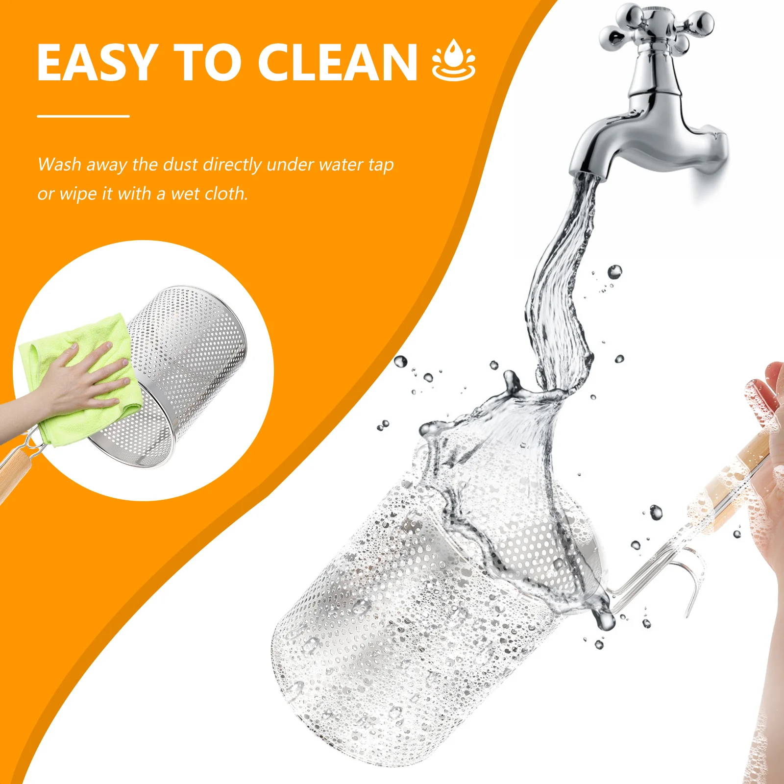 

1Pcs Noodle Strainer Spoon Stainless Steel Mesh Colander with Wooden Handle Heat Resistant Drain Spoon for Frying Pasta