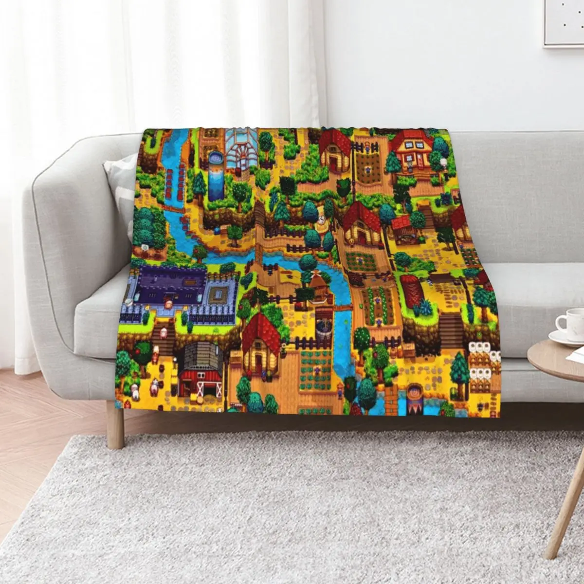 

Stardew valley map Throw Blanket Quilt Blankets Sofas Of Decoration Luxury Brand Picnic Blankets