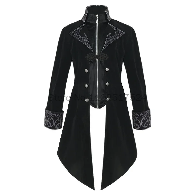 2025 Steampunk Women Men Medieval Dress costume Velet Stand Collar Tailcoat Gothic Vampire Cosplay Jacket Coats S-5XL