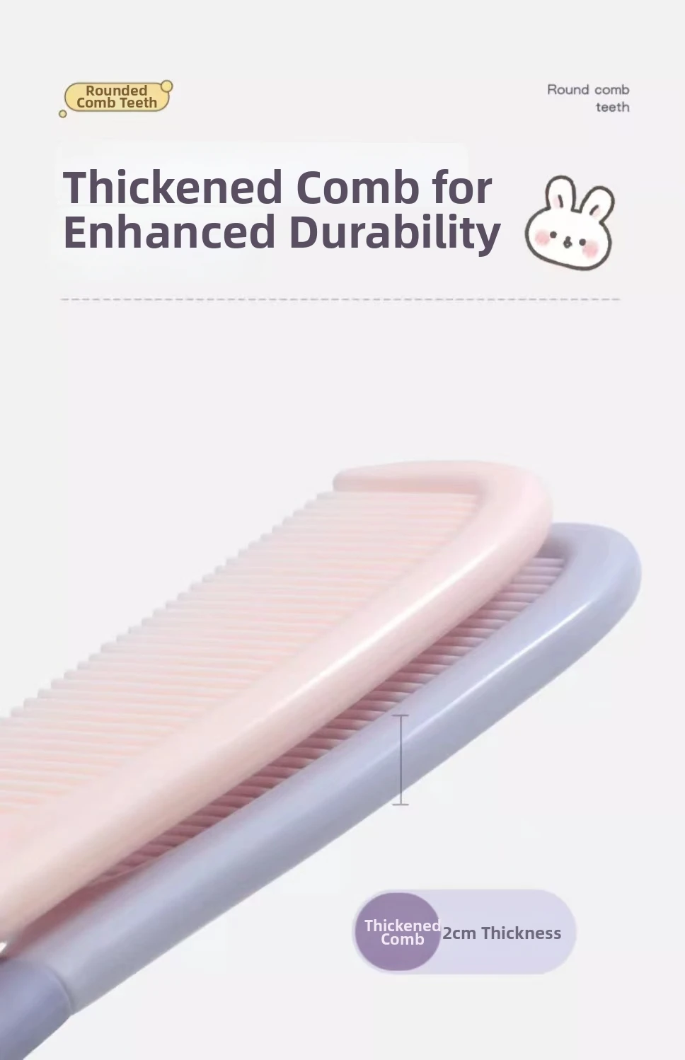 New Cute Cartoon Hair Comb, Special for Women's Long Hair, Wide Teeth for Smooth Detangling, Heat-Resistant Silicone Handle