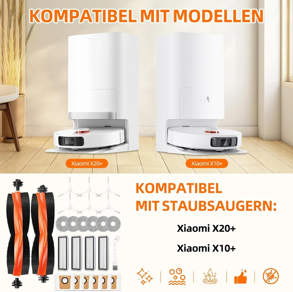 Para aspiradora robot Xiaomi X20 Plus, accesorios de limpiaparabrisas y rejilla, cepillo lateral principal, filtro HEPA, repuestos y bolsa de polvo 4