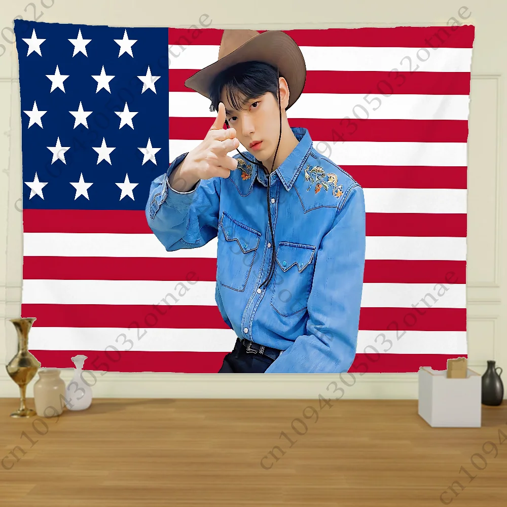 Kpop S-SoobinS C-Choi American Flag Tapestry Creative Pattern Photo Living Room Wall Art Decor Party Outdoor Decorate Banners