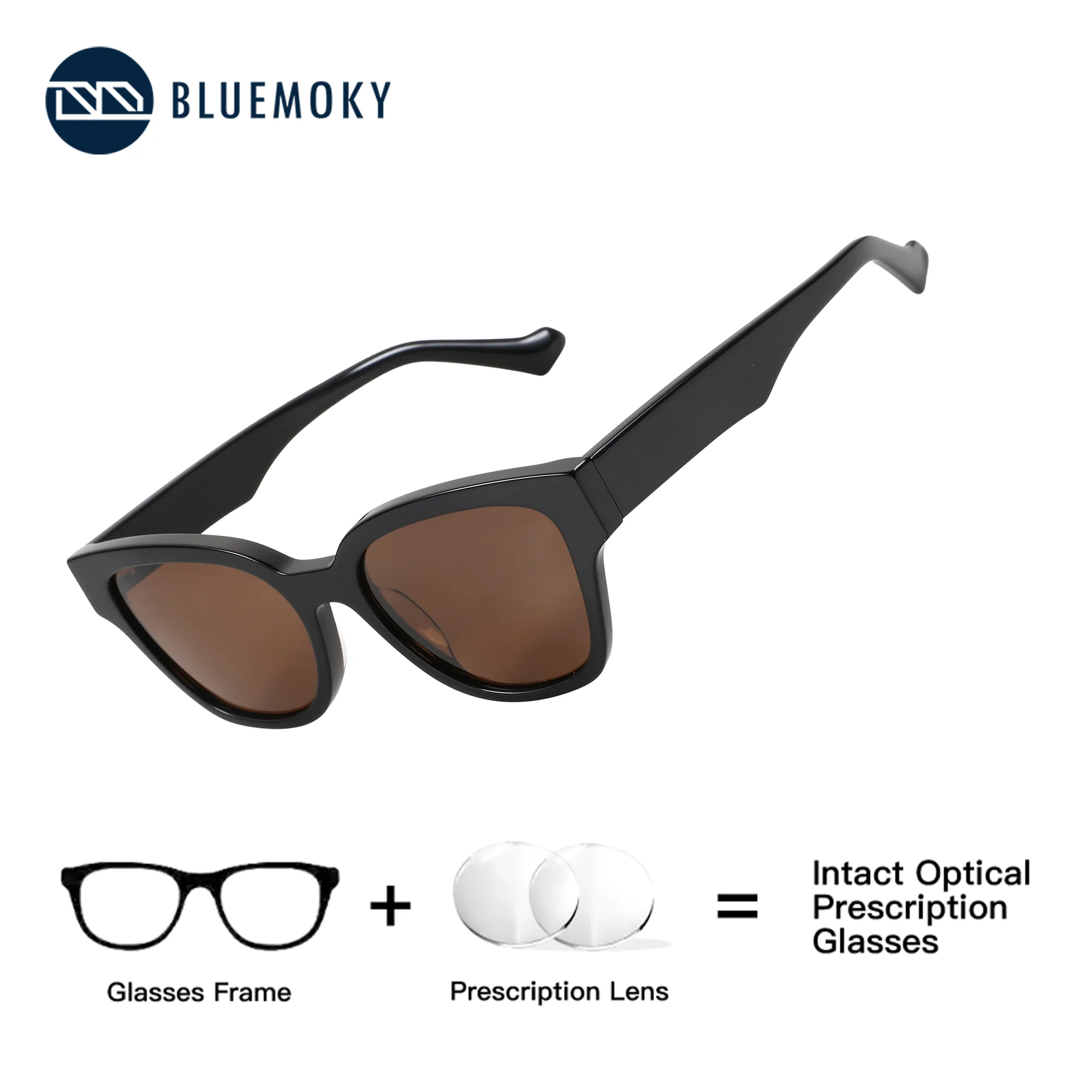 BLUEMOKY M Size Butterfly Polarized Prescription Sunglasses Women Hyperopia Progressive Acetate UV400 Optical Eyeglasses