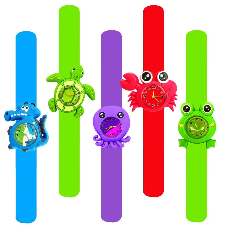 High Quality Low Price Children Slap Watches Cartoon Turtle/Crocodile/Penguin/Frog/Crab/Octopus Toy Kids Watch Clock Bracelet