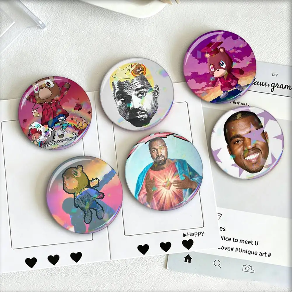 

Classic Rapper K-Kanye W-West Y-Ye Laser Badge Creative Pins Brooch for Bag Clothes Hat Decor Gifts Fans Collect
