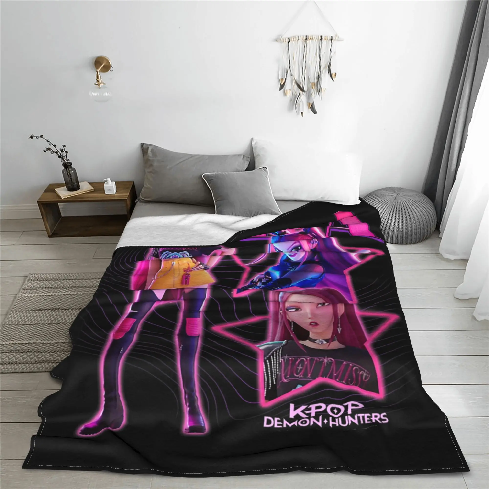 ميرا شوكيس HUNTRX HUNTRIX Kpop شيطان الصيادين البطانيات الصوف كل موسم رمي بطانية للسرير في الهواء الطلق أفخم رقيقة لحاف #6