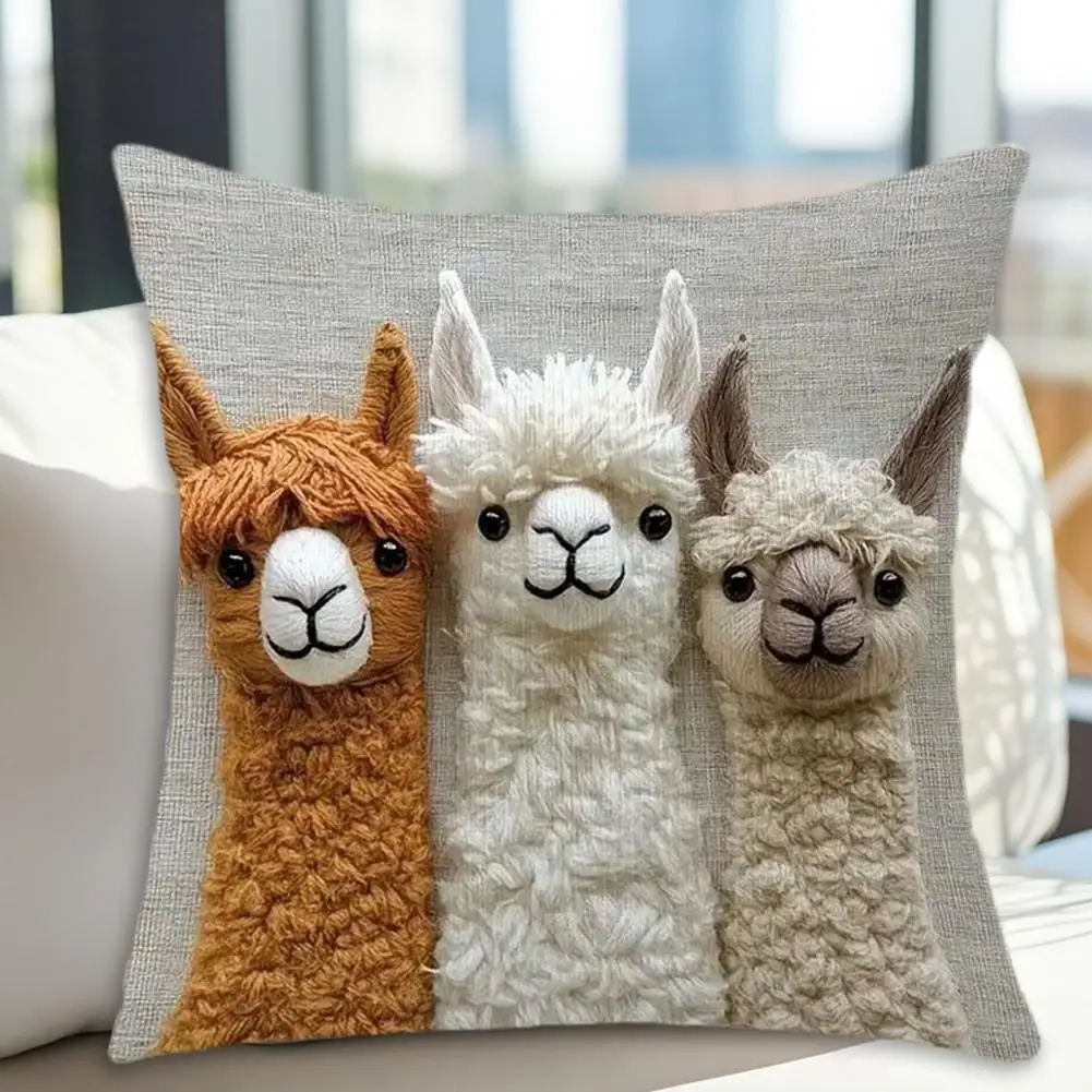 Alpaca Pillow Cover Alpaca Pattern Pillow Cover Soft Breathable Cushion Case Easy to Wash Home Decor for Room Bedroom Comfort