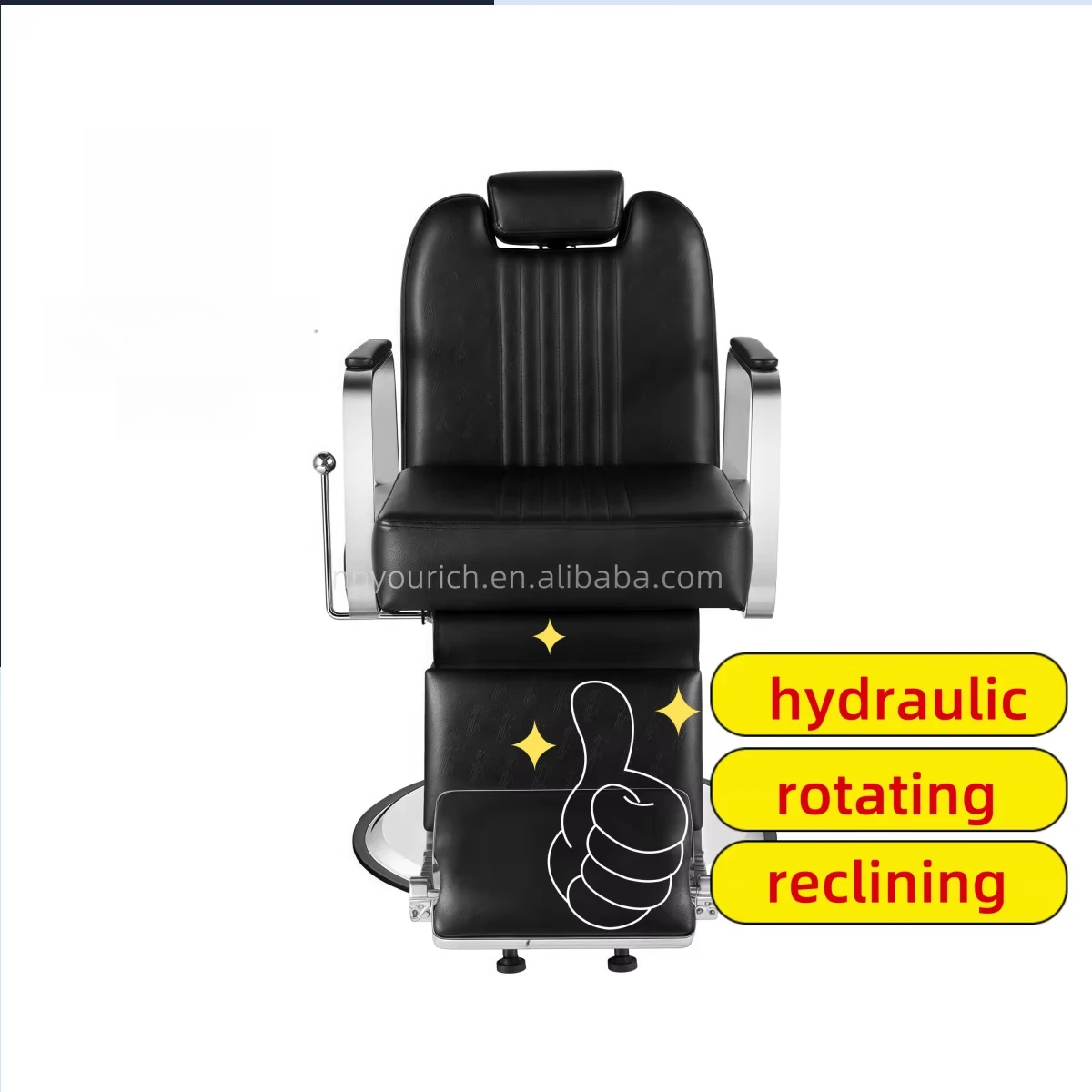 

Черное парикмахерское кресло, гидравлическое подъемное кресло для салона, кресло с откидной спинкой из нержавеющей стали для парикмахерской
