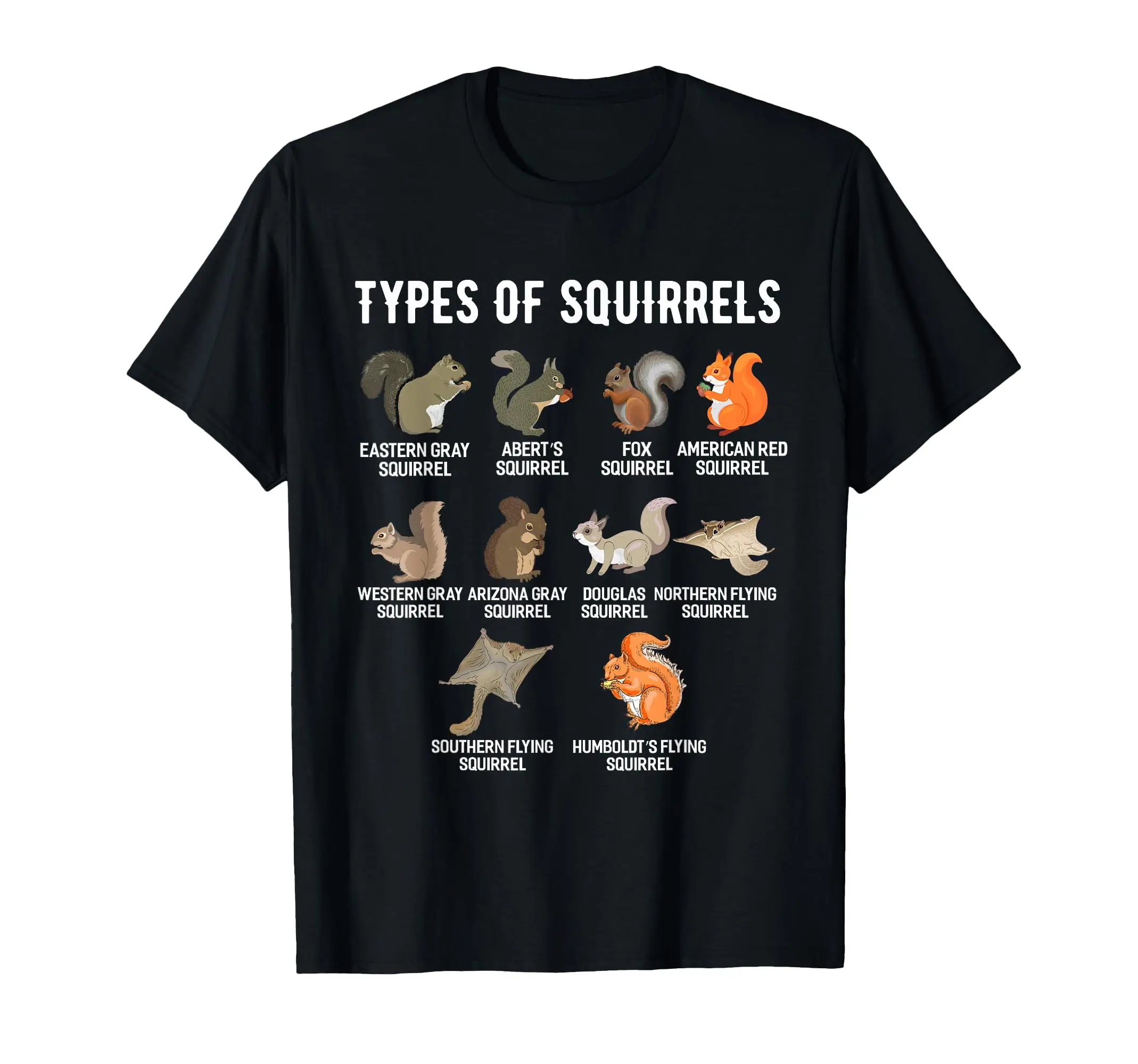 Types of Squirrels Shirt Funny Squirrel Shirt Cute Squirrel T-Shirt Classic Logo T Shirt and Stickers, Unisex Adult T Shirt