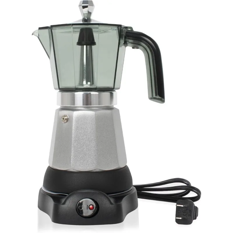 

Ручная кофеварка для эспрессо на 6 чашек для дома, электрическая кофеварка Мока со съемной основой и защитой от перегрева, современный кубинский кофе