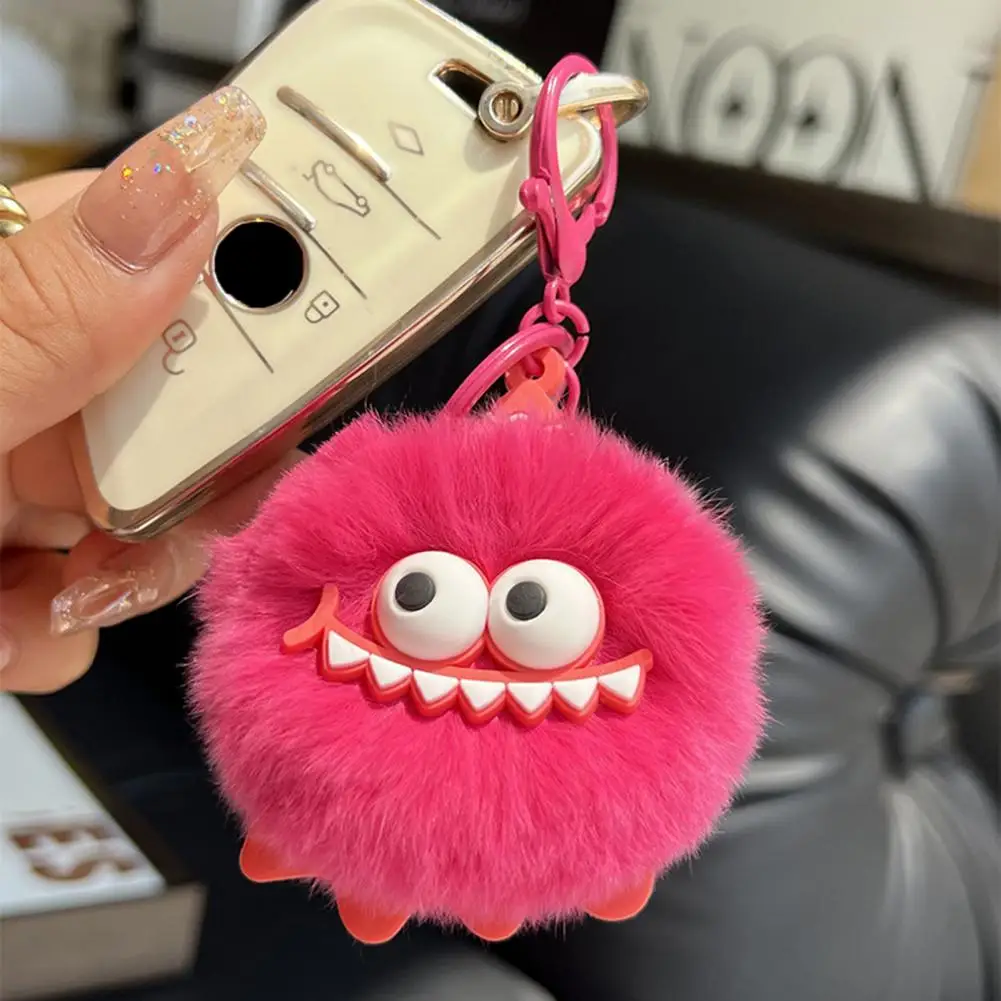 MonsterInspired Plush Keychain Soft Fuzzy Fur Ball With Big Eyes Plush Doll Keyring Bag Charm For Keys Backpacks Fun Gift 97