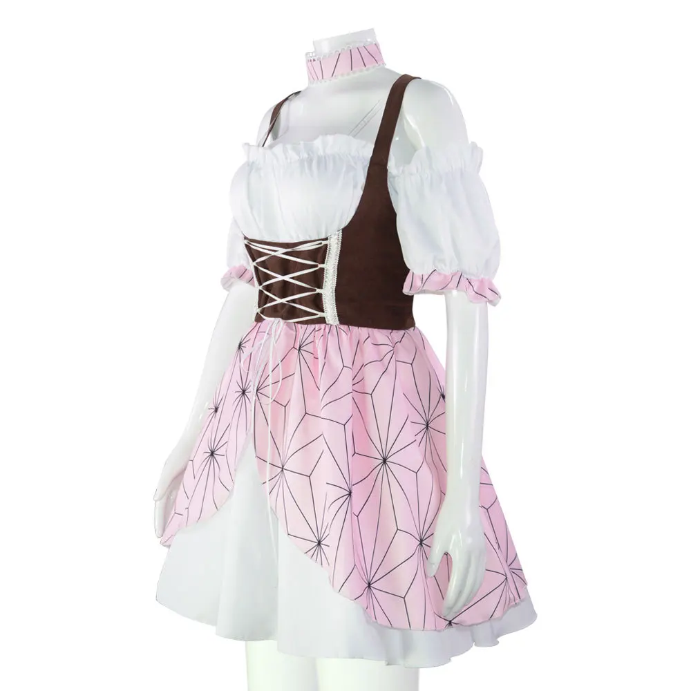 Anime Demon Kamado Nezuko Cosplay Kostuum Lolita Jurken Vrouw Meisje Halloween Cosplay Kamado Nezuko Kleding