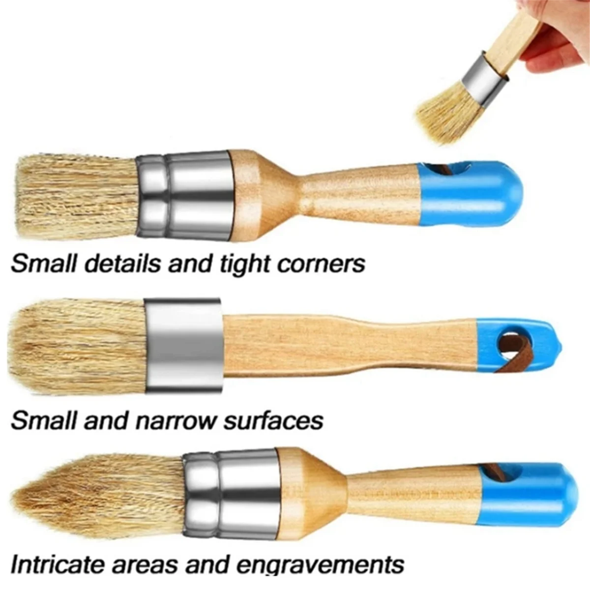 Gfc-3Pcs Bristle Brush Wooden Handle Template Brush Paint Brush is Suitable for Home Decoration, DIY Wood Products, Etc.