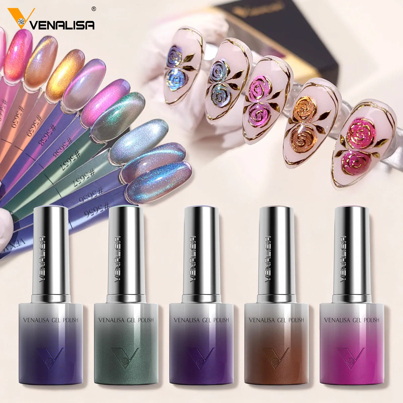 #GC12 VENALISA Cat Eye Gel Nail Polish Kit 5pcs*10ml HEMA FREE TPO FREE UV LED Soak Off High Pigmented UV Gel Nail Manicure