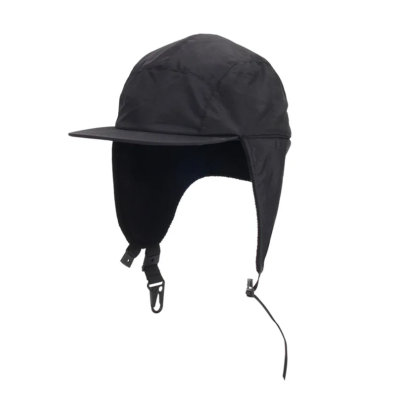 Customized Logo 5-panel Fleece Baseball Cap Outdoor Windproof Water-proof Warm Cycling Hat Camping Street Skateboard Bomber Hat