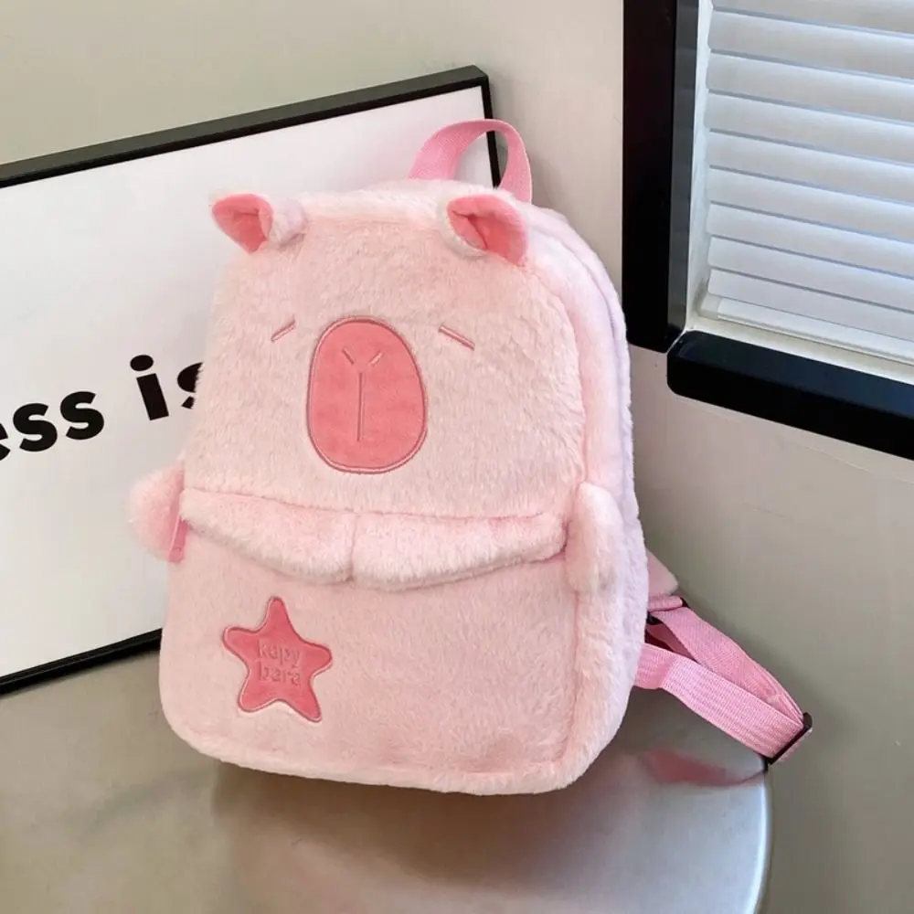 Big Capacity Capybara Plush Backpack Large Capacity Animal Cartoon Capybara Crossbody Bag Cute Stuffed Capybara Plush Bag Unisex