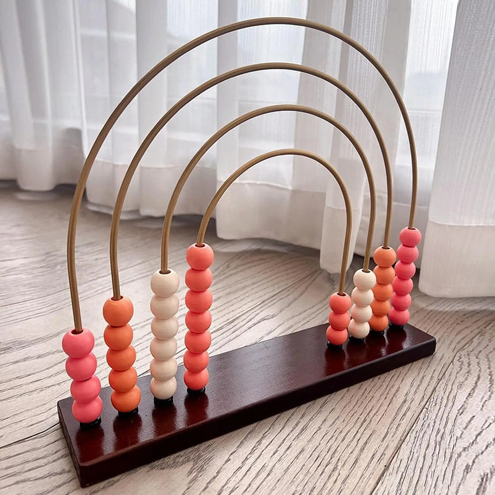 Rainbow Abacus ของเล่น Montessori ของเล่นไม้เพื่อการศึกษาพร้อมลูกปัดหลากสีคณิตศาสตร์เด็กวัยหัดเดินของเล่นสำหรับเด็กก่อนวัยเรียนของเล่น