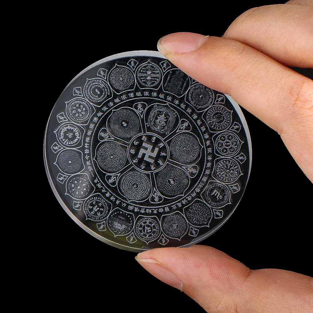 Laser Internal Engraving Buddhist Sanskrit Stupa Lotus Vajra Dharma Mantra Chinese Six Character Classic Jewelry Display Base