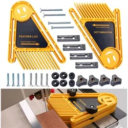 Confezione da 2 pannelli di piume Doppia piuma Loc Board Tavolo di sicurezza regolabile per la lavorazione del legno Blocco di spinta per seghe da tavola e tavoli del router