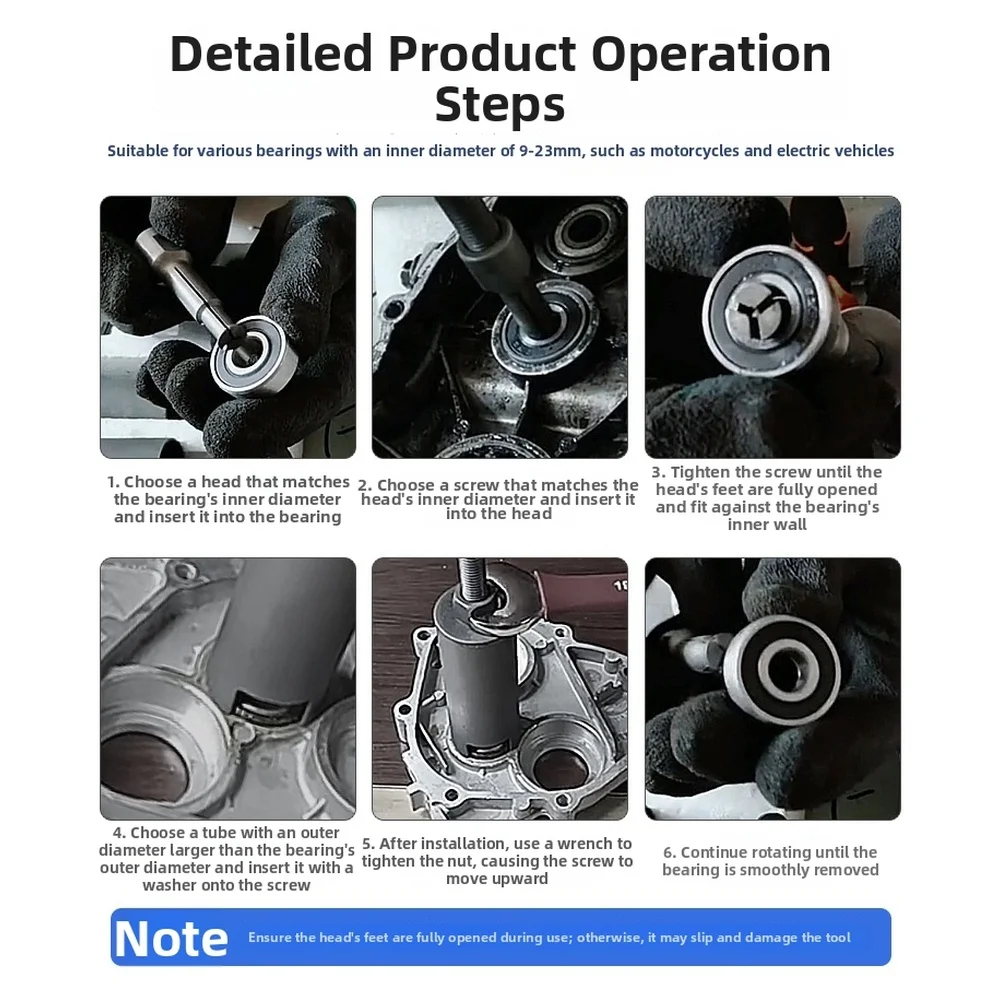 9-23mm Puller Kit Motorcycle Bearing Puller For Bearing Replacement Hex Nut Reinforcement Motorcycle Bearing Tool for Kit Tool