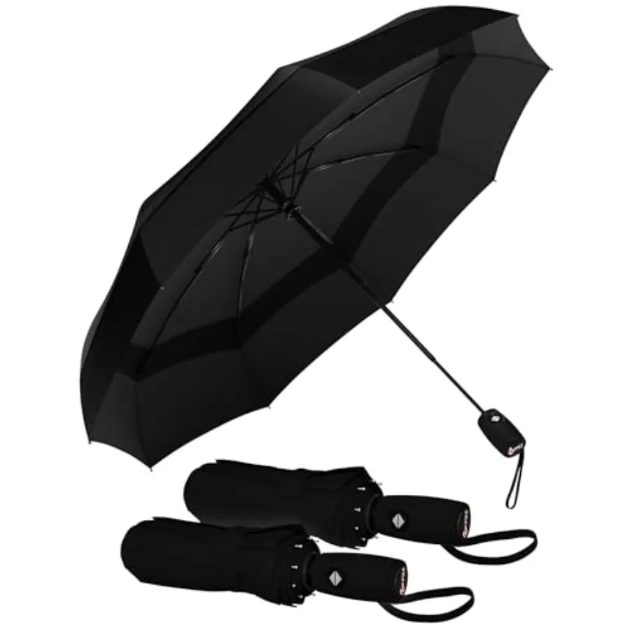 

REPEL Windproof Travel Umbrella - Compact and Withstands Winds up to 85MPH, Strongest Premium Auto Folding Umbrella for Rain an