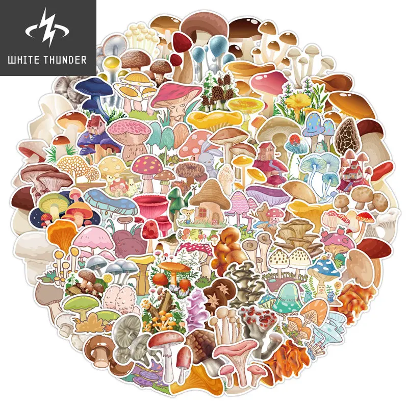 

100pcs Kawaii Mushroom Stickers for Kids Cute Cartoon Suitcase Laptop Decoration Sticker School Scrapbooking Stationery Supplies