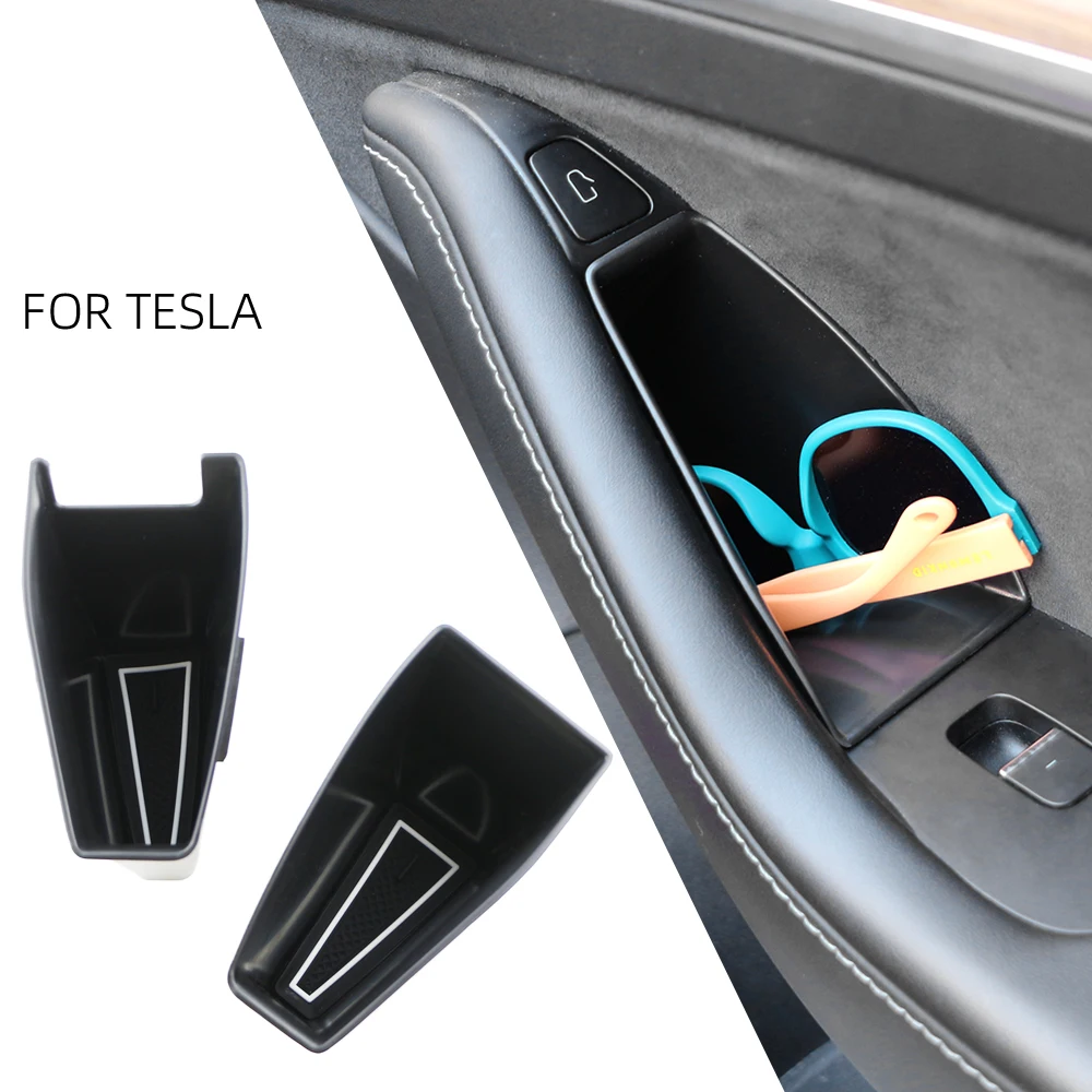 Image of Türseiten-Aufbewahrungsbox für Tesla Model 3 2017–2023, Modell Y 2020–2024, Armlehnen-Telefonbehälter, Tür-Organizer, Griff, Taschenablage
