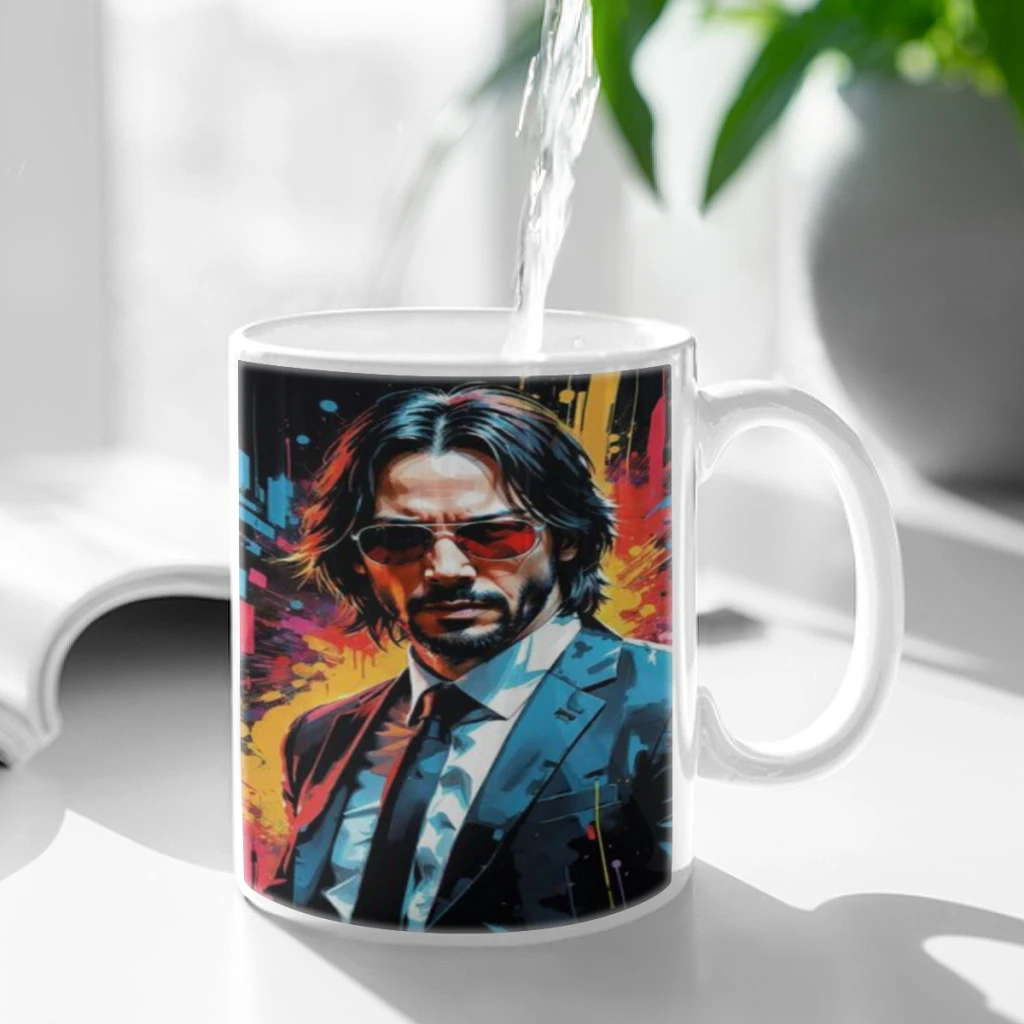 Film John Wick Chapter 4 Keanu Reeves Coffee Mug 11oz Fun Ceramic Coffee Tea Cocoa Cup Handle Tea Drink Cup