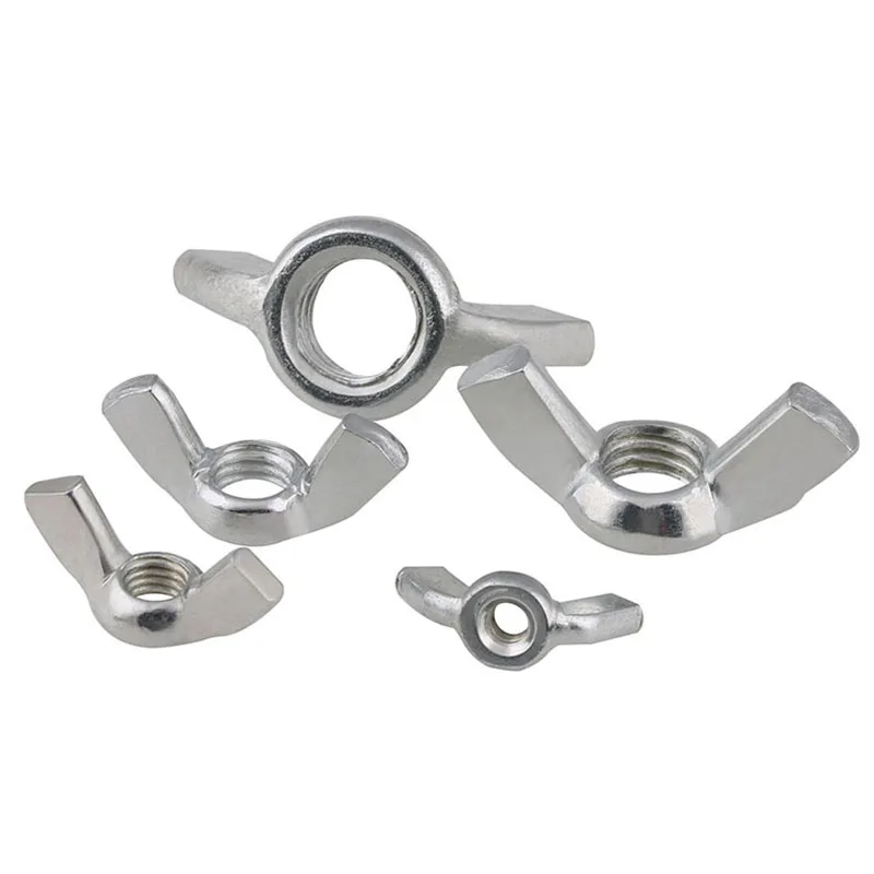 1Pcs 1/4 3/8 3/16 5/16 inch Carbon Steel Wing Nuts Zinc Plated Hand Tighten Nut English System Wing Nuts Long 16/18/20/24 mm