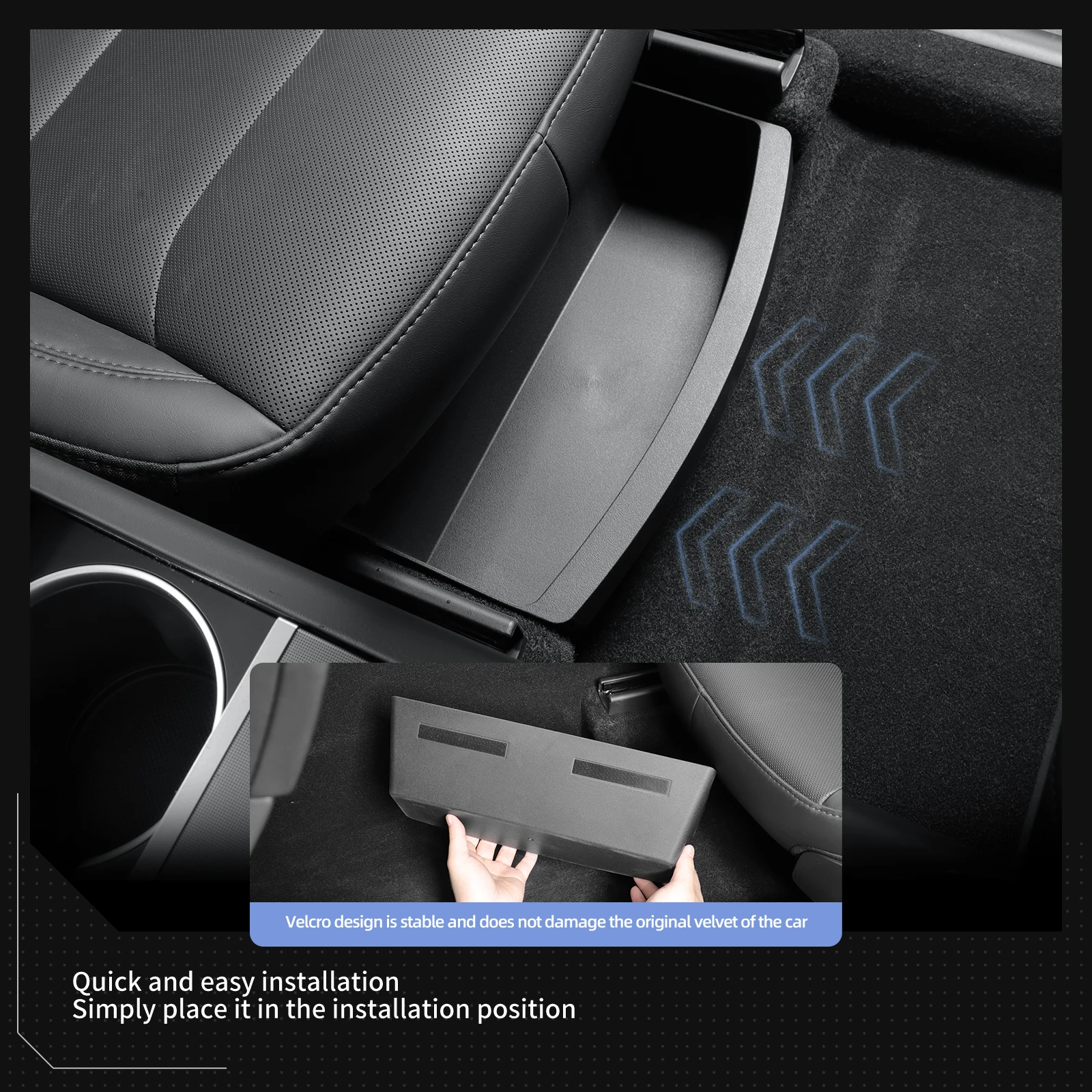 for Tesla Model Y Launch 2025 Juniper Under Seat Storage Box TPE High Capacity Organizer Case Drawer Tray Car Accessories - view 5