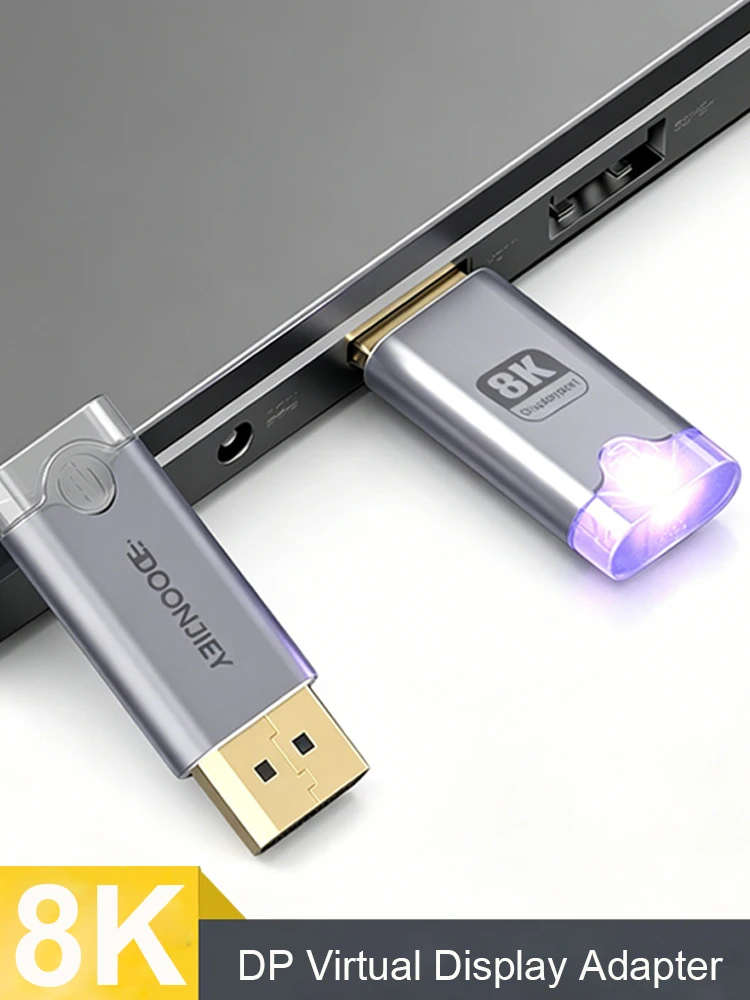 Wirtualny adapter DisplayPort 8K, załącznik emulujący sygnał DP, wirtualny adapter DP, EDID, tryb bez monitora, akcesoria do wirtualnego monitora DisplayPort 8K — zdjęcie produktu 7