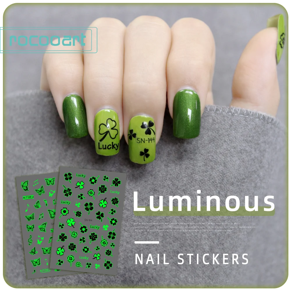 Constellation Luminous Night Symbol Clover Bow Plant Feather Crown Planet Nail Sticker Tattoo Nail  Wraps Moustache Art