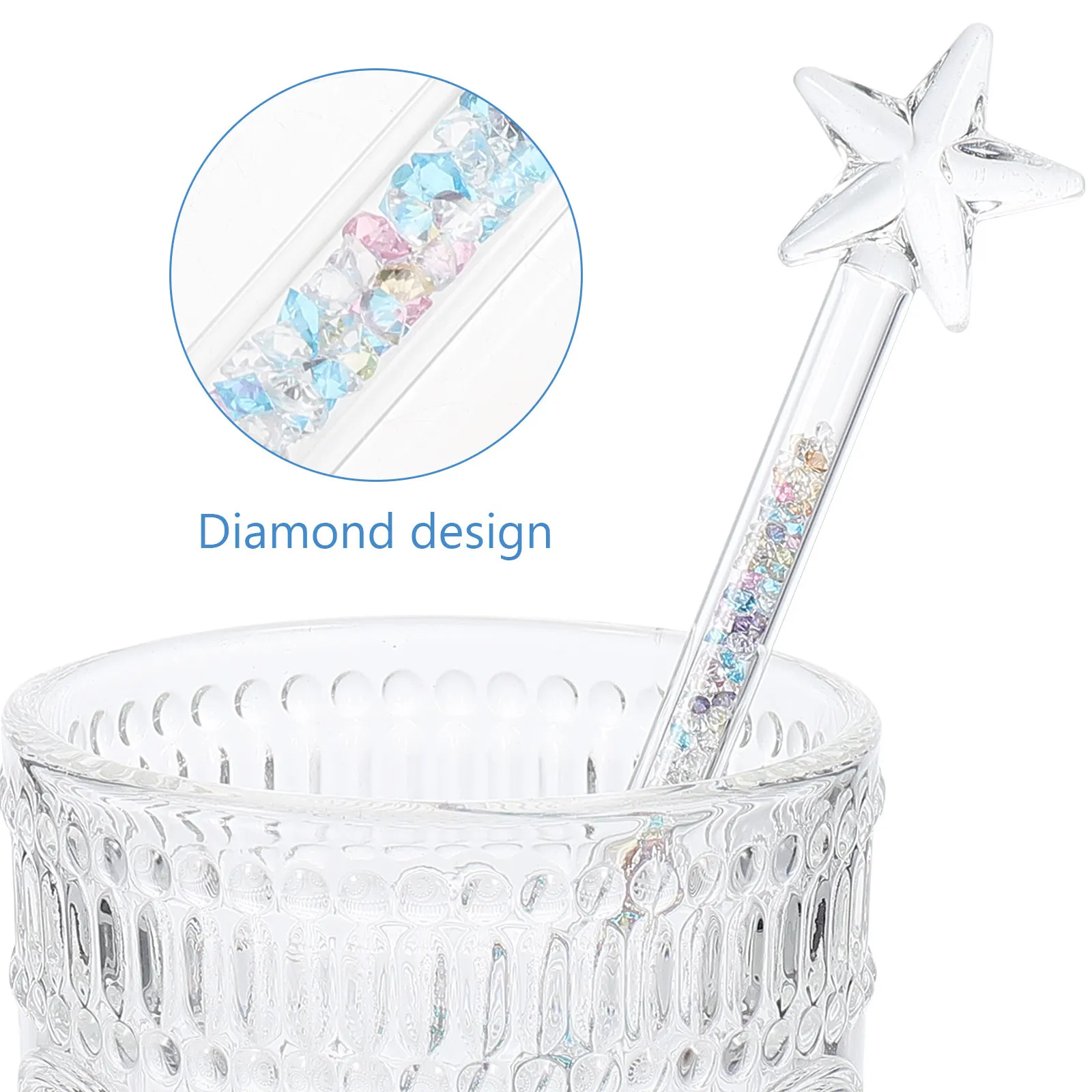 Five-Point Star Glass Stirring Rod for Cocktails – Smooth Surface Bar Swizzle Stick for Home & Party Use