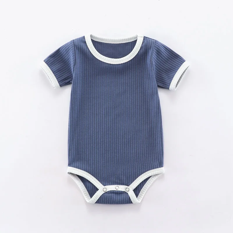 Summer Newborn Baby Romper Ribbed Infant Cotton Short Sleeve Body Suit Boy Girl Jumpsuits Baby Clothes 0-24Monthes