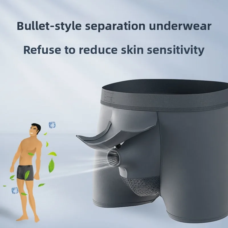 Mens Foreskin Separation Underwear Bullet Pouch Modale Underpants Breathable Mid Waist Boxer Shorts Comfortable Isolation Design
