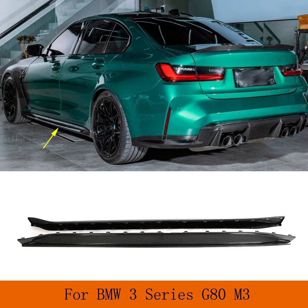 Car Side Skirts Body Kits For BMW 3 Series G80 M3 2019 - 2022 Car Body Kits Side Door Bumper Skirts Extension Lip Carbon Fiber