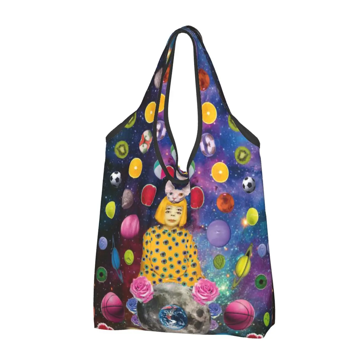 

Aesthetic Groceries Tote Shopping Bag Women Cute Yayoi Kusama Abstract Painting Shopper Shoulder Bags Large Capacity Handbags