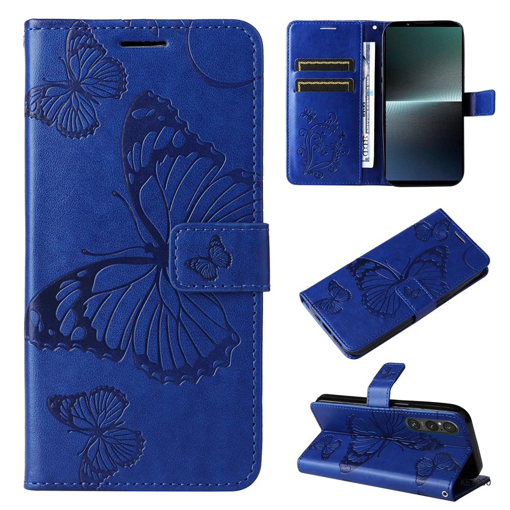 Leather Cases For Nokia Sony Xperia8 1V 10V 1 10 V XQDQ62/B Embossed Butterfly Housing Card Slots Full Body Protective Shell