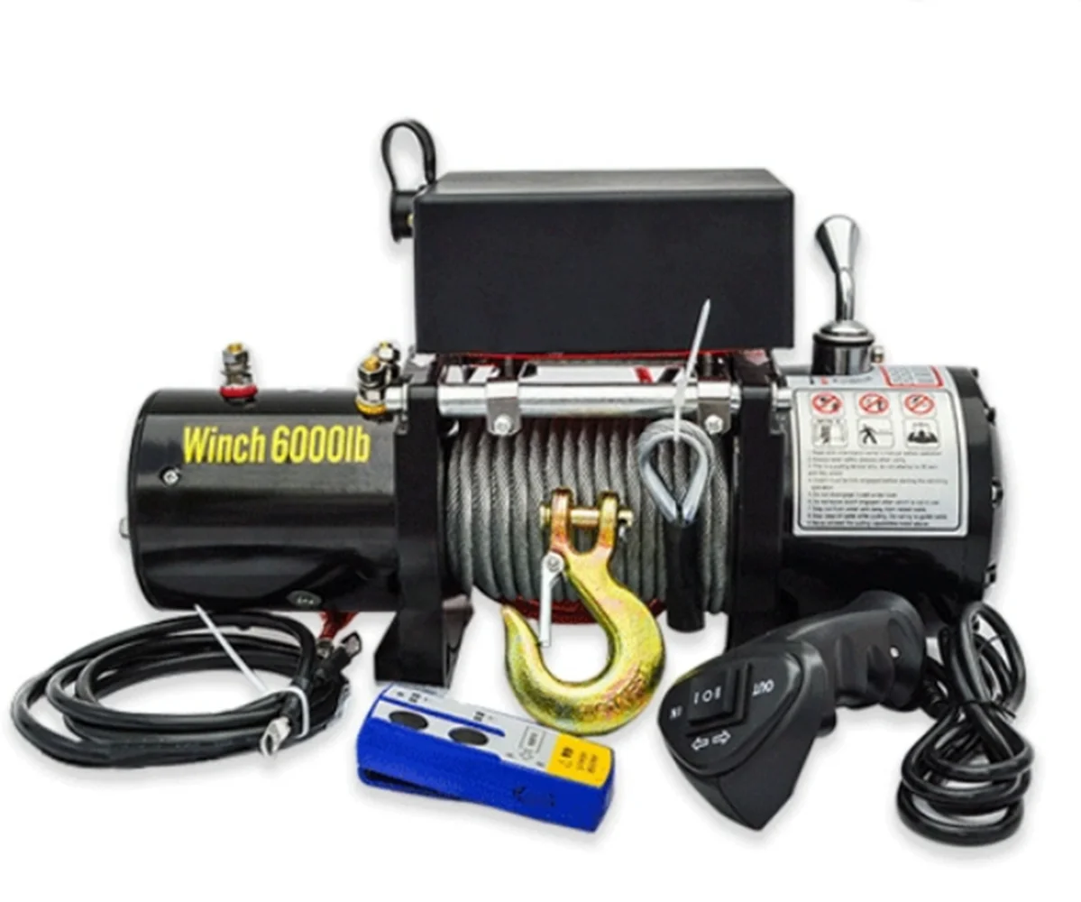 Electric winch 12v car electric hoist off-road vehicle 24v self-help household small wire rope hoist hoist