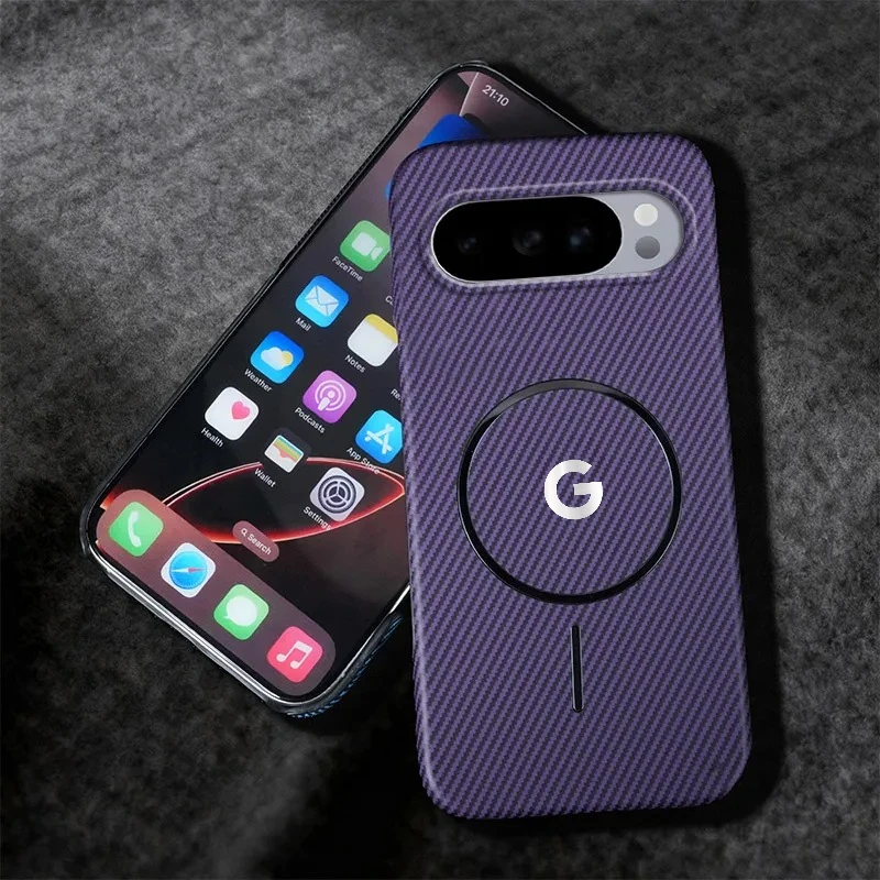 Luxury Business Carbon Fiber Pattern Half-pack Case For Google Pixel 10 9 Pro XL 10A 9A For MagSafe Ultra-thin Shockproof Cover