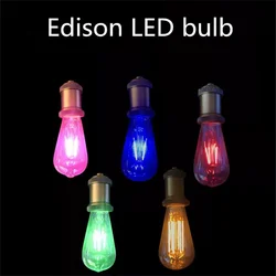 Ampoules LED à Filament de Lumière COB Edison Rétro, Rose, Bleu, Vert, Rouge, Lampe Lam138 de 220V, 4W, pour Bar Domestique, Document Chaud ST64, 4 Pièces/Lot