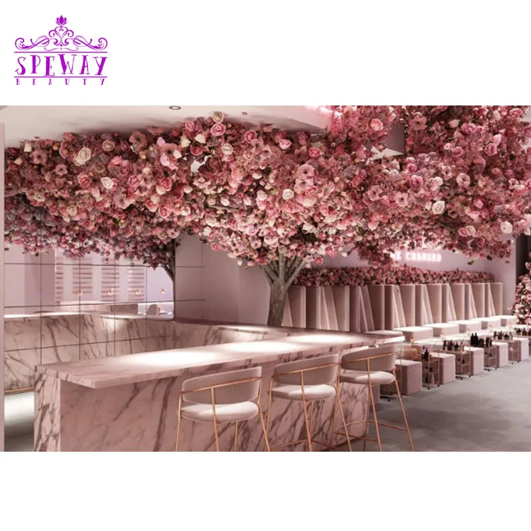 Logo personalizzato Elegante scrivania per unghie per manicure da salone da tavolo bianco lucido a 3 posti con piano in vetro