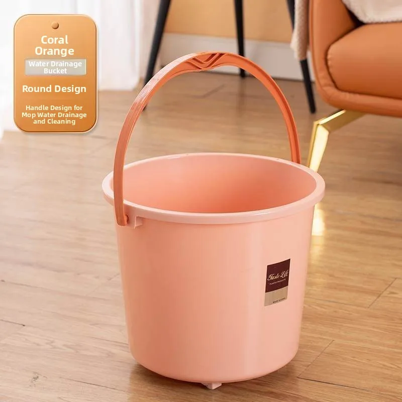 

Thickened Plastic Wheel-equipped Home Use Mop Bucket Single Barrel Manual Squeezing Water Buckets for Floor Cleaning Tools